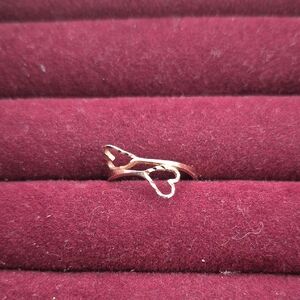 Chic Gold Double Heart 10K Ring